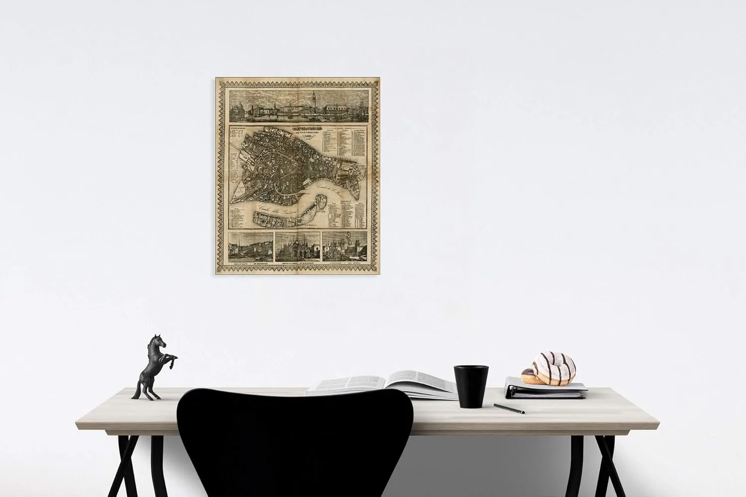 Historic Map - Pianta di Venezia diseg: ed inc:da Guglielmo Seiffert :: Venice, View of The Grande Canale with The Venetian State Barge in The Foreground, 1859 - Vintage Wall Art 20in x 24in