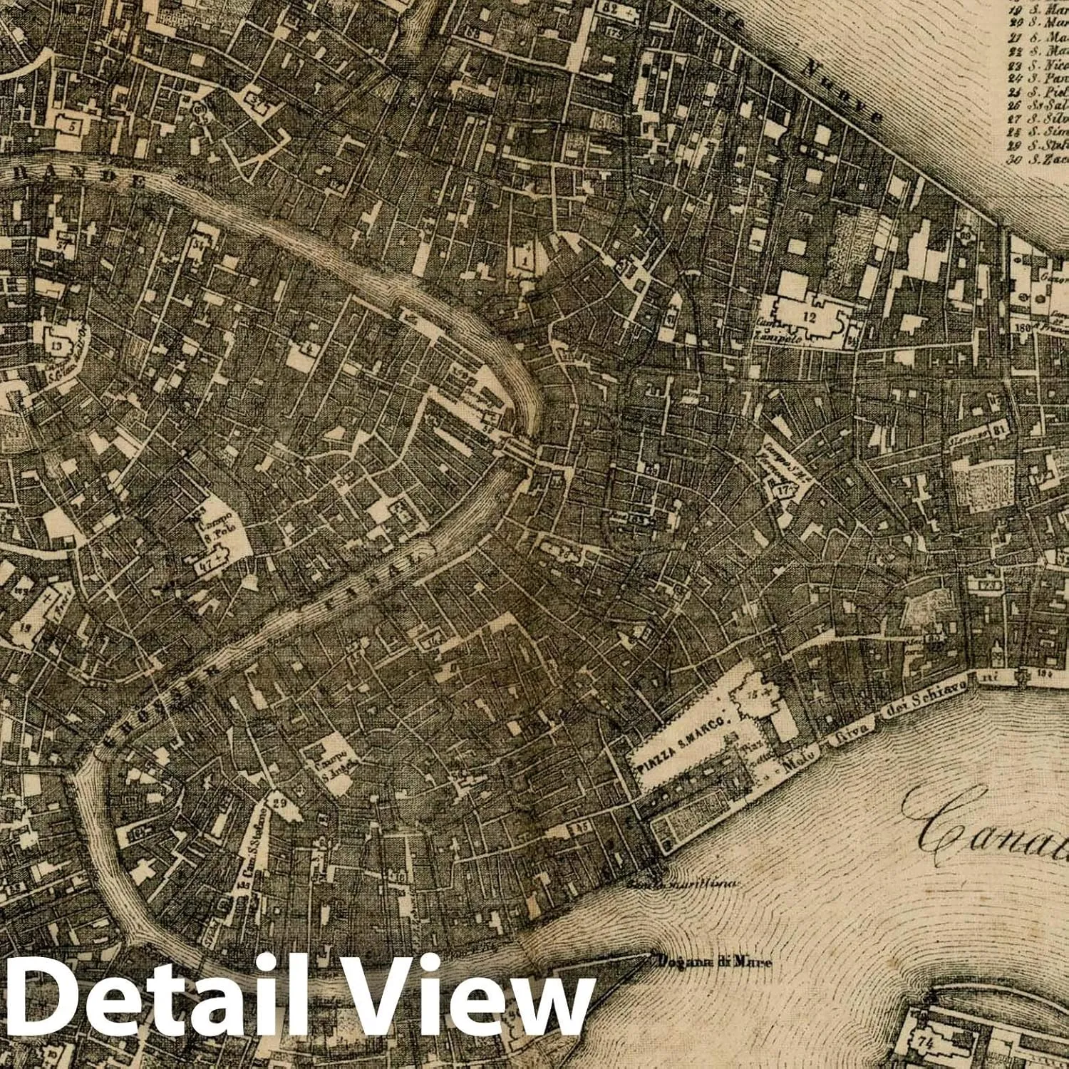 Historic Map - Pianta di Venezia diseg: ed inc:da Guglielmo Seiffert :: Venice, View of The Grande Canale with The Venetian State Barge in The Foreground, 1859 - Vintage Wall Art 20in x 24in