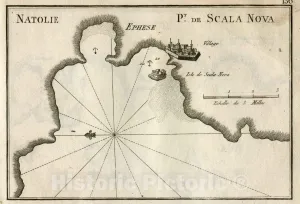 Historic Map : Pl. 156. Pt. de Scala Nova (Port of Kusadas?), 1764 Chart - Vintage Wall Art - 24in x 16in