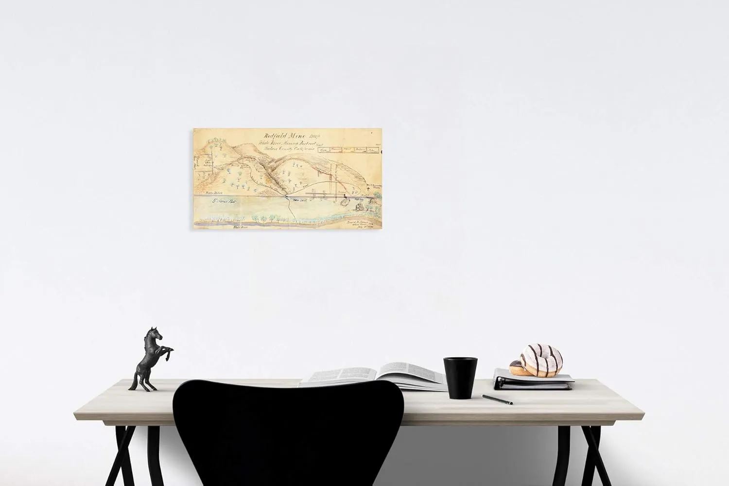 Historic Map : Redfield Mine White River Mining District Tulare County California, 1899, David Bice James, Vintage Wall Art : 24in x 13in