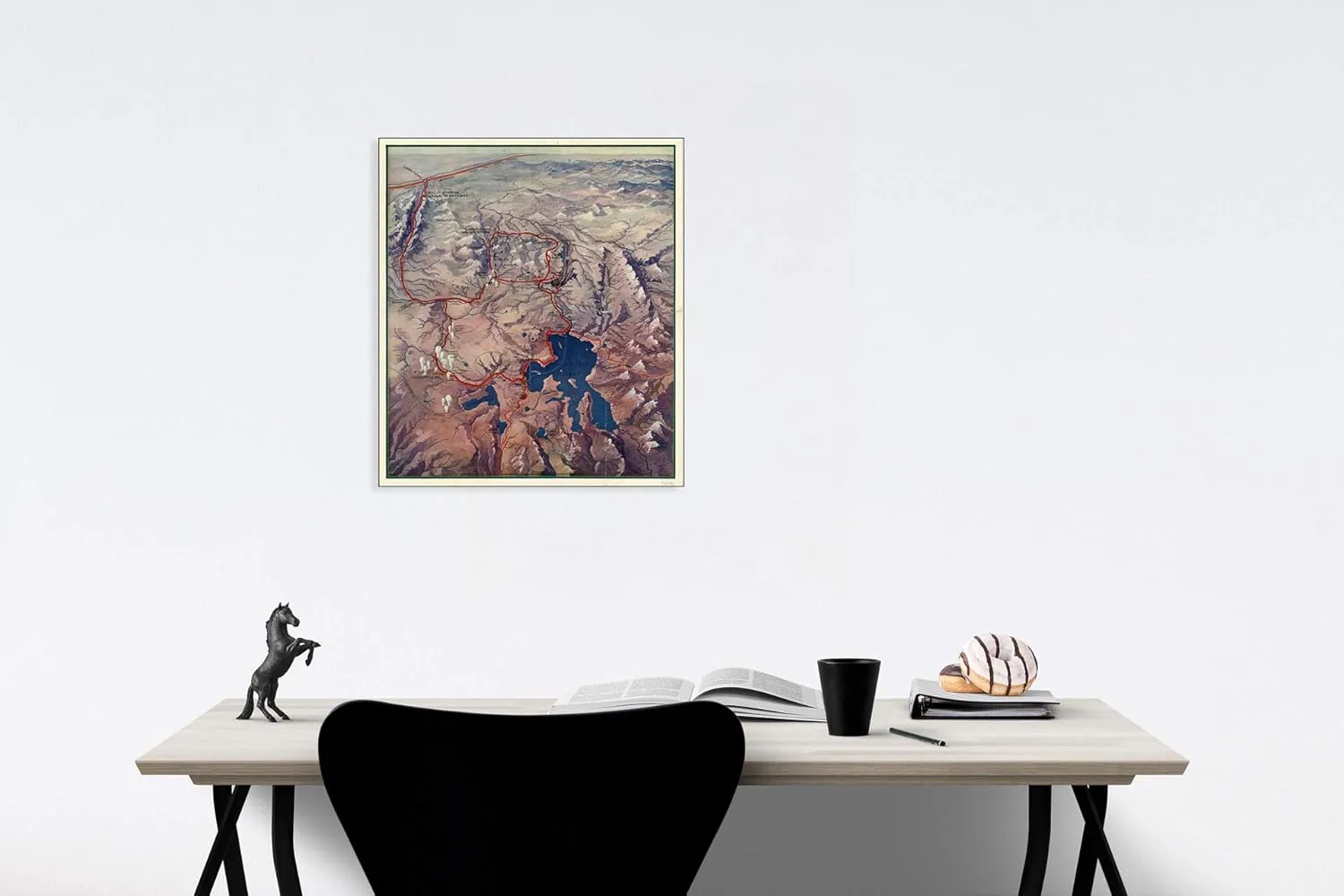 Historic Map - Road Map of The Historic, Scenic and Picturesque Gallatin Gateway Through Famous Gallatin Canyon, 1930, Poole Brothers - Vintage Wall Art 44in x 50in