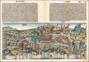 Historic Map : Roma, 1493, Hartmann Schedel, Vintage Wall Art : 24in x 16in