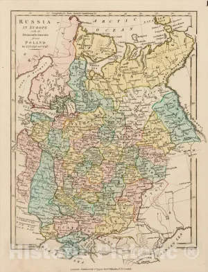 Historic Map : Russia in Europe with its Dismemberments from Poland in 1773, 1793 and 1795, 1799, Robert Wilkinson, v2, Vintage Wall Art : 44in x 58in