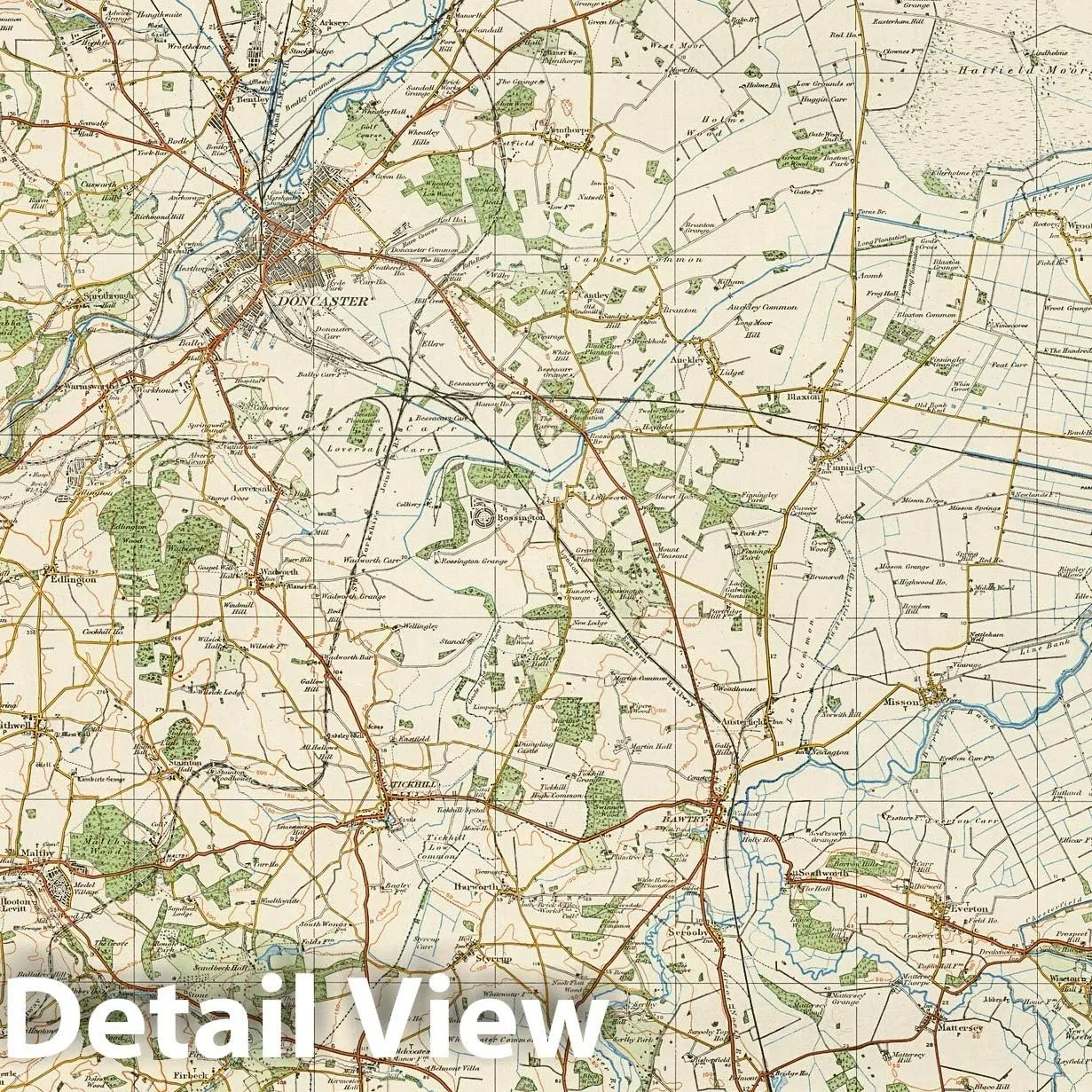 Historic Map : Sheet 38. Doncaster. 1920 - Vintage Wall Art - 24in x 18in