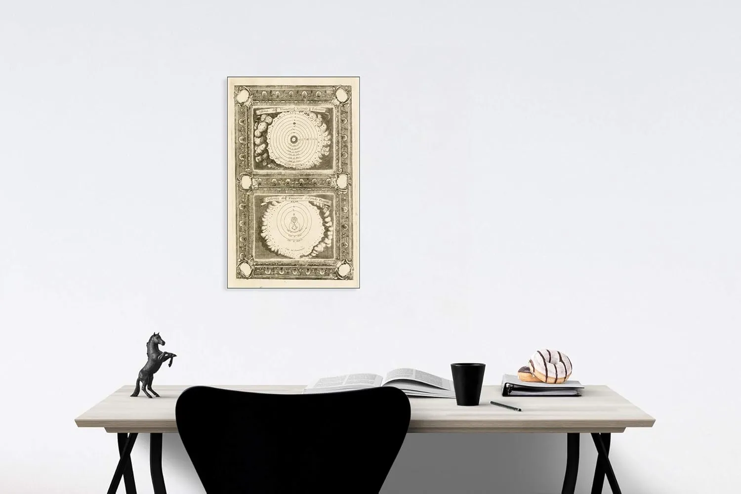 Historic Map - Sistema dell' Universo Secondo Tolomeo (and) Sistema dell' Universo Second :: Ptolemy and Tycho Brahe's Model for The Solar System, 1691 - Vintage Wall Art 44in x 64in