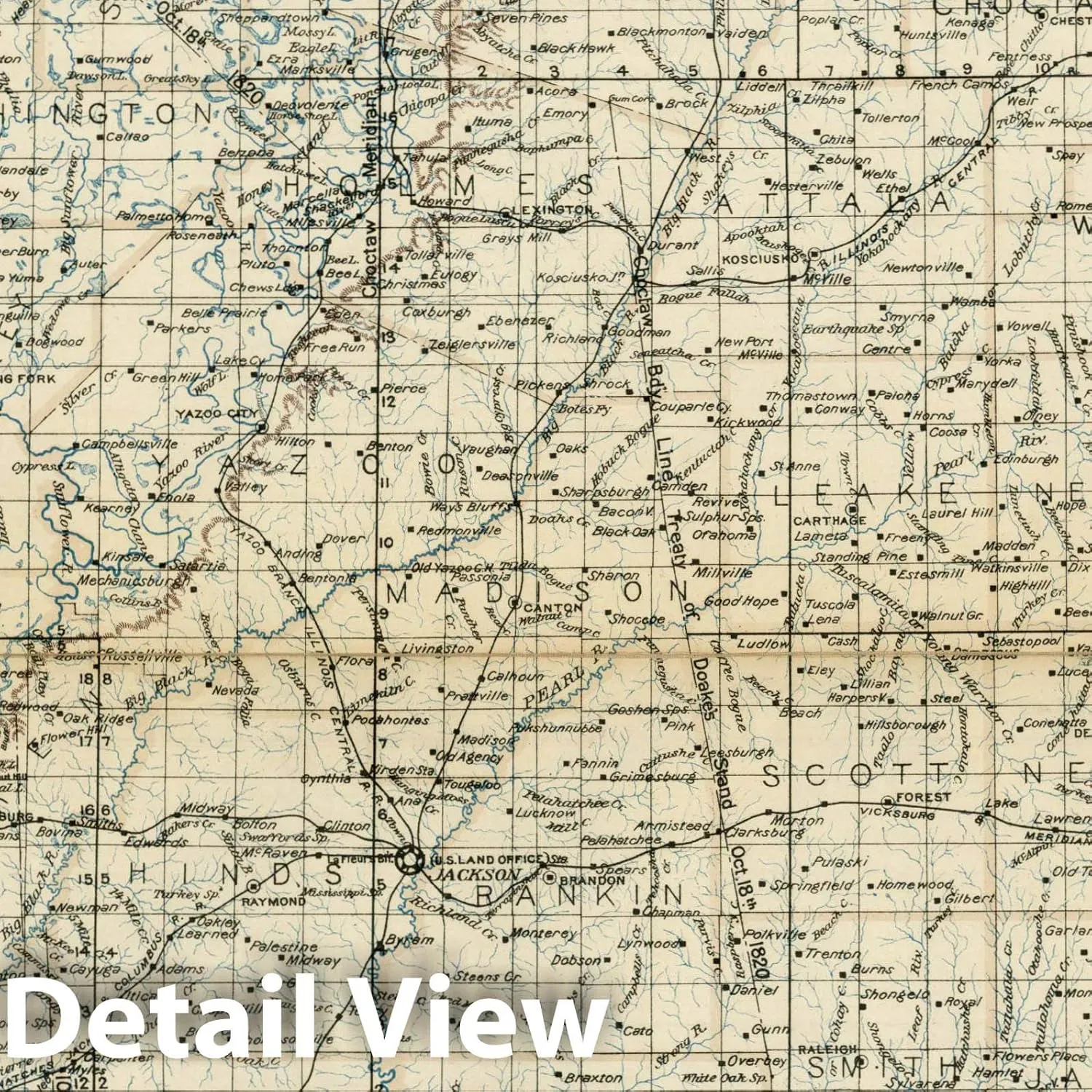 Historic Map - State of Mississippi, 1890, U.S. General Land Office - Vintage Wall Art 44in x 67in