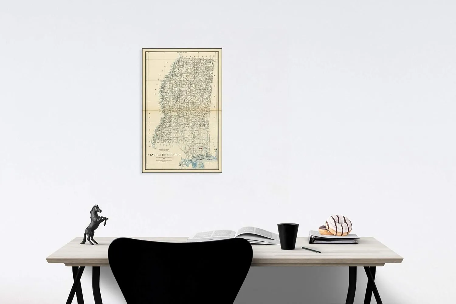 Historic Map - State of Mississippi, 1890, U.S. General Land Office - Vintage Wall Art 44in x 67in