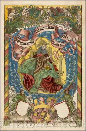 Historic Map - The First Illustrated Leaf of The 'Nuremberg Chronicle' Depicting The Lord, 1493, Hartmann Schedel - Vintage Wall Art 24in x 36in