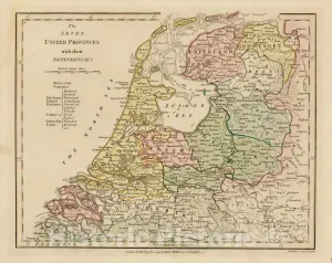 Historic Map : The Seven United Provences with Their Dependencies, 1799, Robert Wilkinson, Vintage Wall Art : 55in x 44in