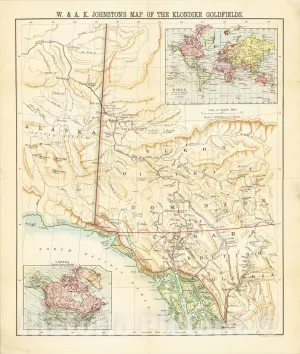 Historic Map : W. and A. K. Johnston's Map of The Klondike Goldfields [Stickeen Route], 1898, W. & A.K. Johnston, Vintage Wall Art : 24in x 30in