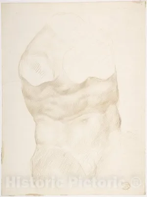 Historic Pictoric Art Print : Alphonse Legros - Torso of The Belvedere 1 : Vintage Wall Décor : 18in x 24in