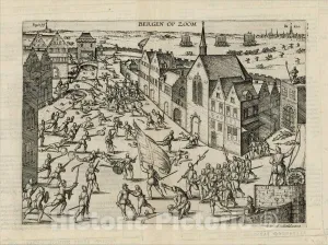 Historic Pictoric Art Print : Bergen Op Zoom, 1588, Michael Aitzinger, Vintage Wall Art : 10in x 08in