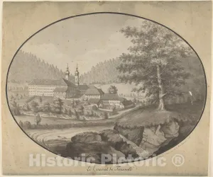 Historic Pictoric Art Print : Ch. G. Boeckmann - The Convent of Frauenalb : Vintage Wall Décor : 10in x 08in