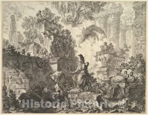 Historic Pictoric Art Print : Giovanni Battista Piranesi - Frontispiece, with Statue of Minerva 2 : Vintage Wall Décor : 14in x 11in