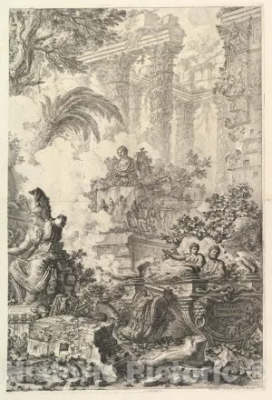 Historic Pictoric Art Print : Giovanni Battista Piranesi - Frontispiece, with Statue of Minerva 3 : Vintage Wall Décor : 24in x 36in