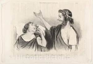 Historic Pictoric Art Print : Oui C'est Agamemnon C'est ton Roi qui t'eveille! - Artist: Honore Daumier - Created: 1841 : Vintage Wall Décor : 12in x 08in