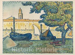 Historic Pictoric Art Print : Paul Signac - Saint-Tropez (The Port of St. Tropez) : Vintage Wall Décor : 10in x 08in