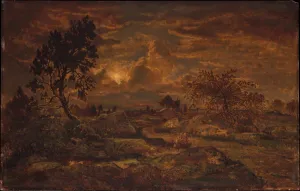 Historic Pictoric Art Print : Théodore Rousseau - Sunset Near Arbonne : Vintage Wall Décor : 24in x 16in