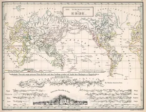 Historic Pictoric Map : 17. Die Stromsysteme der Erde, 1851, Vintage Wall Art : 24in x 18in