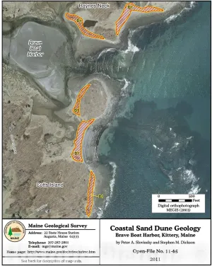 Historic Pictoric Map : Coastal Sand Dune Geology: Brave Boat Harbor, Kittery, Maine, 2011 Cartography Wall Art : 18in x 24in