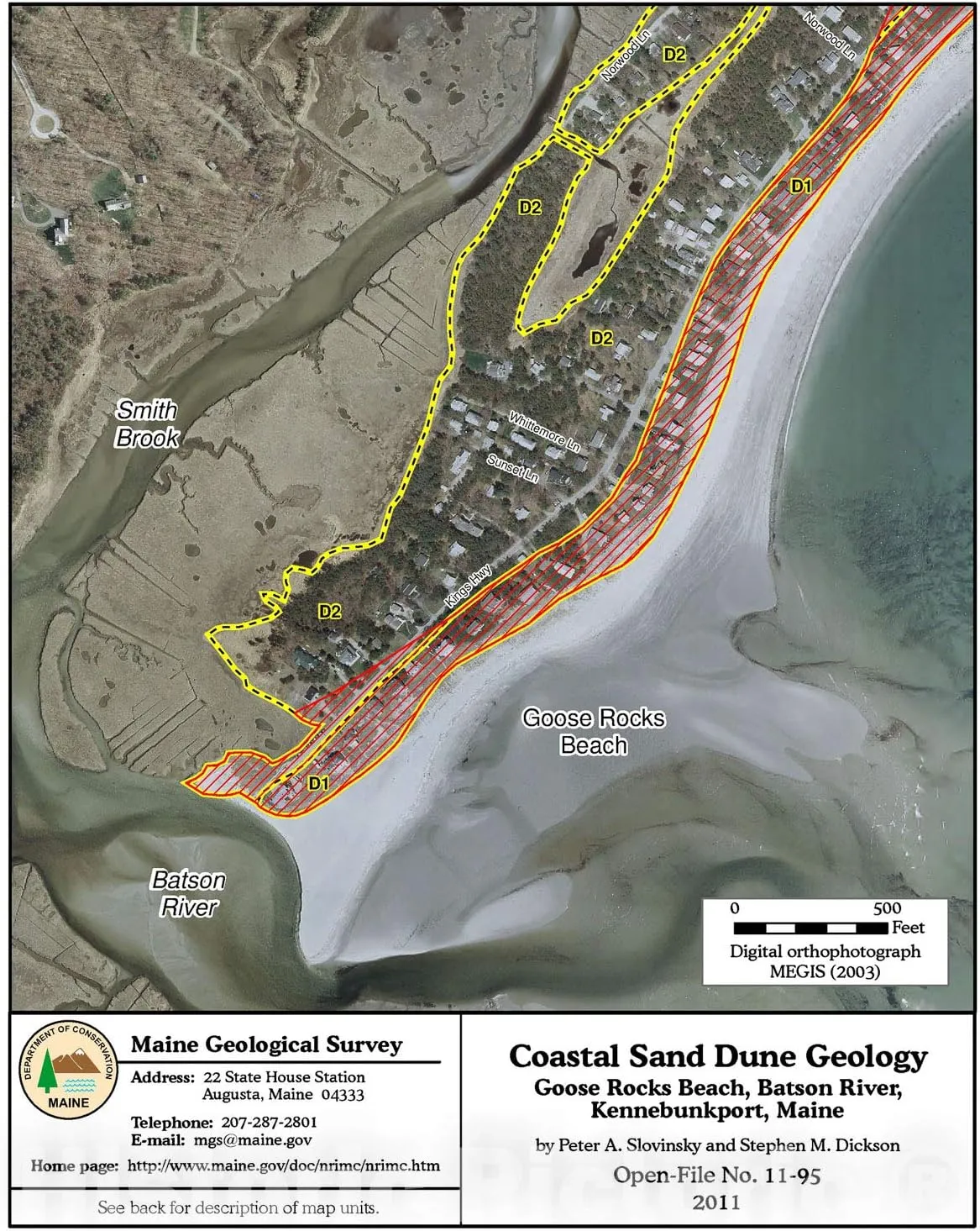 Historic Pictoric Map : Coastal Sand Dune Geology: Goose Rocks Beach, Batson River, Kennebunkport, Maine, 2011 Cartography Wall Art : 18in x 24in
