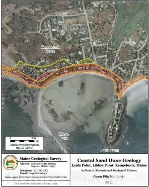 Historic Pictoric Map : Coastal Sand Dune Geology: Lords Point, Libbys Point, Kennebunk, Maine, 2011 Cartography Wall Art : 18in x 24in