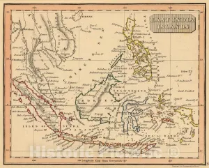 Historic Pictoric Map : East India Islands., 1835, Vintage Wall Art : 24in x 20in