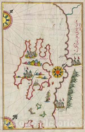 Historic Pictoric Map : FOL. 166a Island of Krk, 1700, Vintage Wall Decor : 44in x 68in
