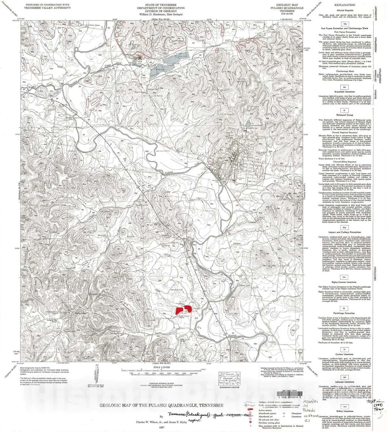 Historic Pictoric Map : Geologic Map and Mineral Resources Summary of The Pulaski Quadrangle, 1967 Cartography Wall Art : 32in x 36in
