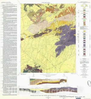 Historic Pictoric Map : Geologic map of The Camp Desert Rock Quadrangle, Nye County, Nevada, 1968 Cartography Wall Art : 16in x 16in