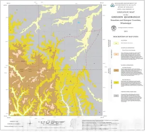 Historic Pictoric Map : Geologic map of The Gholson Quadrangle, Noxubee and Kemper Counties, Mississippi, 2001 Cartography Wall Art : 30in x 24in