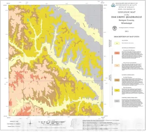 Historic Pictoric Map : Geologic map of The Oak Grove Quadrangle, Kemper County, Mississippi, 2001 Cartography Wall Art : 30in x 24in