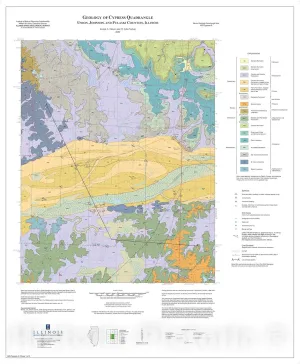 Historic Pictoric Map : Geology of Cypress Quadrangle, Union, Johnson, and Pulaski Counties, Illinois, 2009 Cartography Wall Art : 24in x 30in