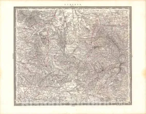 Historic Pictoric Map : Limoges, 1838, Vintage Wall Art : 24in x 18in