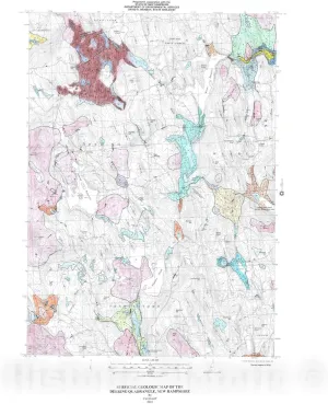 Historic Pictoric Map : Surficial geologic map of The Deering 7.5 Minute Quadrangle, Hillsborough County, New Hampshire, 2010 Cartography Wall Art : 24in x 30in