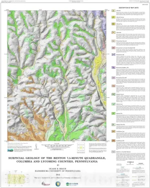 Historic Pictoric Map : Surficial Geology of The Benton 7.5-Minute Quadrangle, Columbia and Lycoming Counties, Pennsylvania, 2012 Cartography Wall Art : 18in x 24in