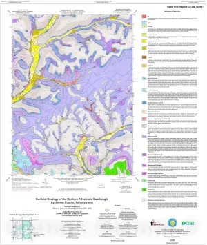 Historic Pictoric Map : Surficial Geology of The Bodines 7.5-Minute Quadrangle, Lycoming County, Pennsylvania [Revision 1], 2006 Cartography Wall Art : 22in x 24in