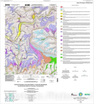 Historic Pictoric Map : Surficial Geology of The Sonestown 7.5-Minute Quadrangle, Lycoming and Sullivan Counties, Pennsylvania [Revision 1], 2004 Cartography Wall Art : 16in x 16in