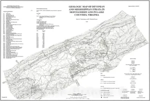 Historic Pictoric Map : The Valley coalfield (Mississippian Age) in Montgomery and Pulaski Counties, Virginia, 1992 Cartography Wall Art : 36in x 24in