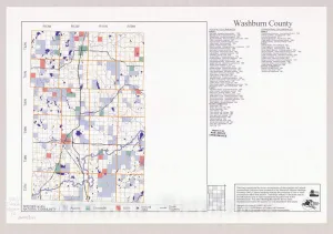 Historic Pictoric Map : Washburn County, Wisconsin 2002, Natural Heritage Inventory Wisconsin, Antique Vintage Reproduction : 63in x 44in