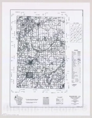 Historic Pictoric Map : Washburn County, Wisconsin 2006, [Wisconsin County Transportation maps], Antique Vintage Reproduction : 44in x 57in
