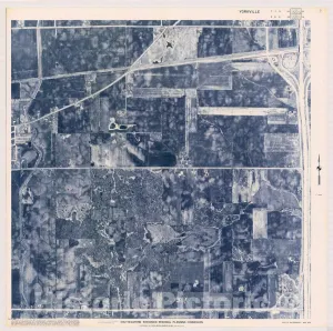 Historic Pictoric Map : Yorkville T3 N26, R21 E35 1975, [Aerial Photographs of Southeastern Wisconsin], Antique Vintage Reproduction : 44in x 44in
