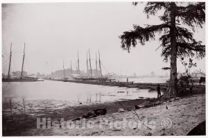 Historic Pictoric Photo Print : Andrew Joseph Russell - Pontoon Bridge, James River 1 : Vintage Wall Décor : 12in x 08in