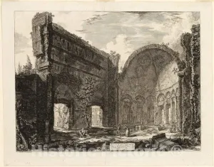 Historic Pictoric Print : Remains of a Room Belonging to The Praetorian Fort at Hadrians Villa, Tivoli, from Views of Rome, Giovanni Battista Piranesi, c 1889, Vintage Wall Decor : 44in x 34in