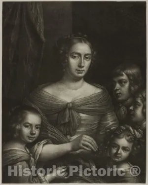 Historic Pictoric Print : The Artists Wife and Children, Wallerand Vaillant, c 1832, Vintage Wall Decor : 18in x 24in