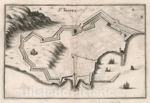 Historic Pictoric Print : V. 4. St. Tropez, 1663, Vintage Wall Decor : 12in x 08in