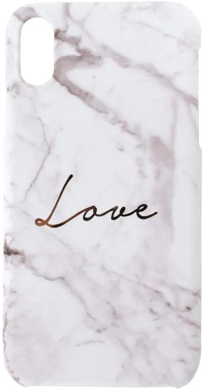 HM14441i58 iPhone Xs/X Case, Marble Love Bar, White, 5.8 Inch iPhone Cover, Wireless Charging Compatible