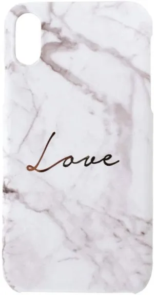 HM14441i58 iPhone Xs/X Case, Marble Love Bar, White, 5.8 Inch iPhone Cover, Wireless Charging Compatible