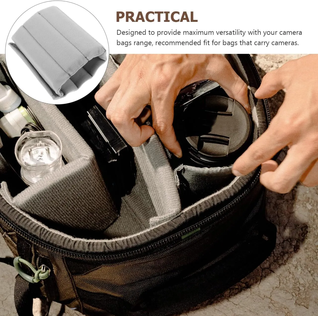 Homoyoyo 4-Pack Thicken Gray Suede Camera Bag Dividers - Adjustable DSLR Organizer Insert for Backpacks, Sling Bags & Photography Cases - Padded Compartment Protector Accessory Partition