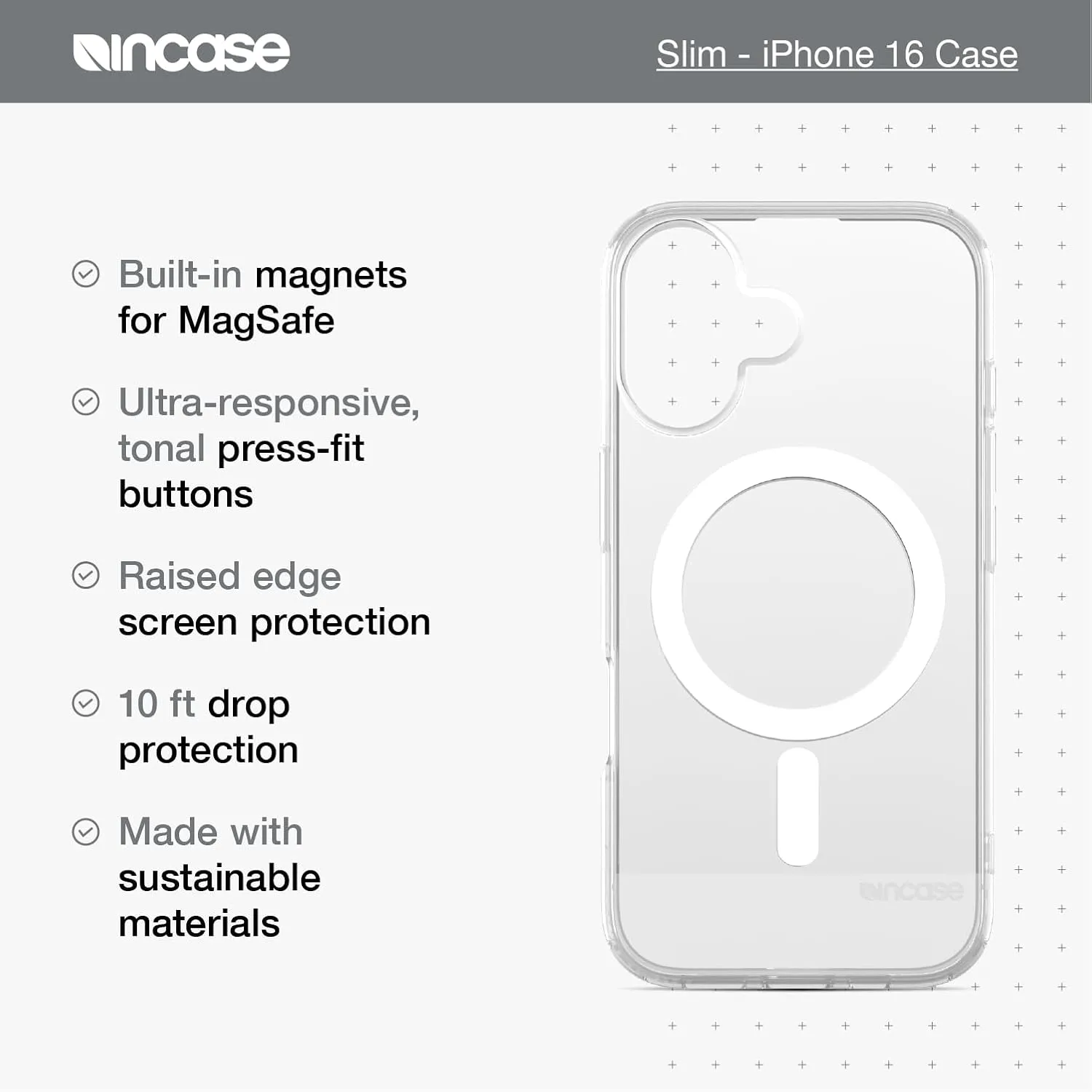 Incase Slim Apple Magsafe Case for iPhone 16-8 Ft Drop Protection -Ultra Slim, Durable, Lightweight Apple iPhone Case with Built-in Magnets for MagSafe Charging - Deep Space Blue